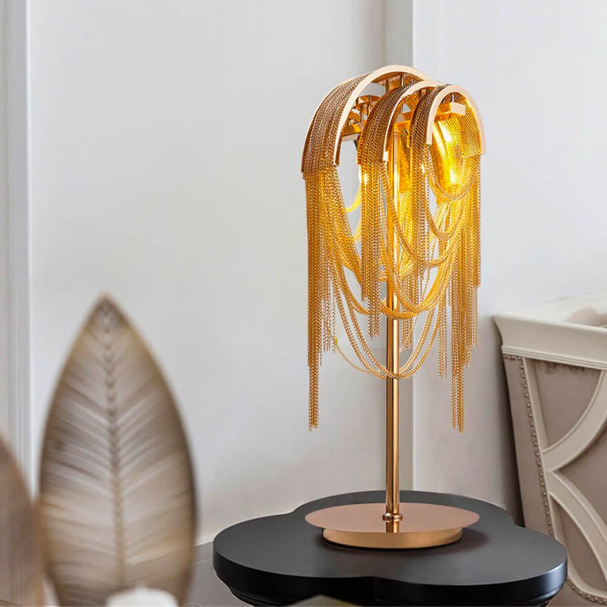 Celia | Bedroom Tassel Aluminum Chain Table Lamp