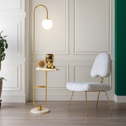 Bell | Marble Base Modern Arc Floor Lamp