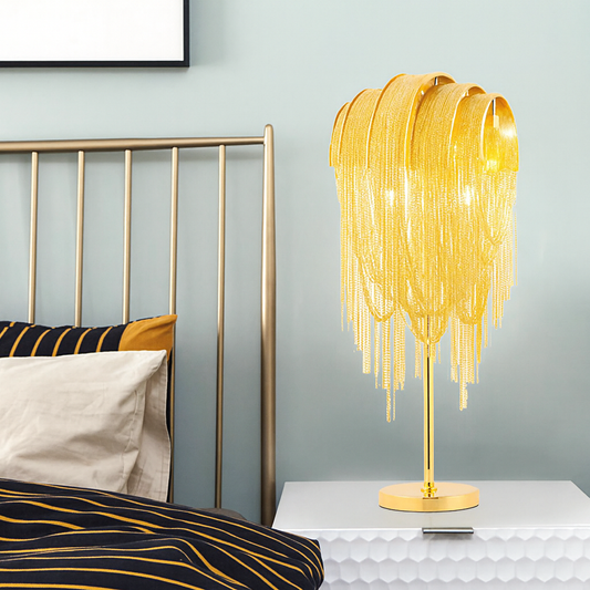 Celia | Bedroom Tassel Aluminum Chain Table Lamp