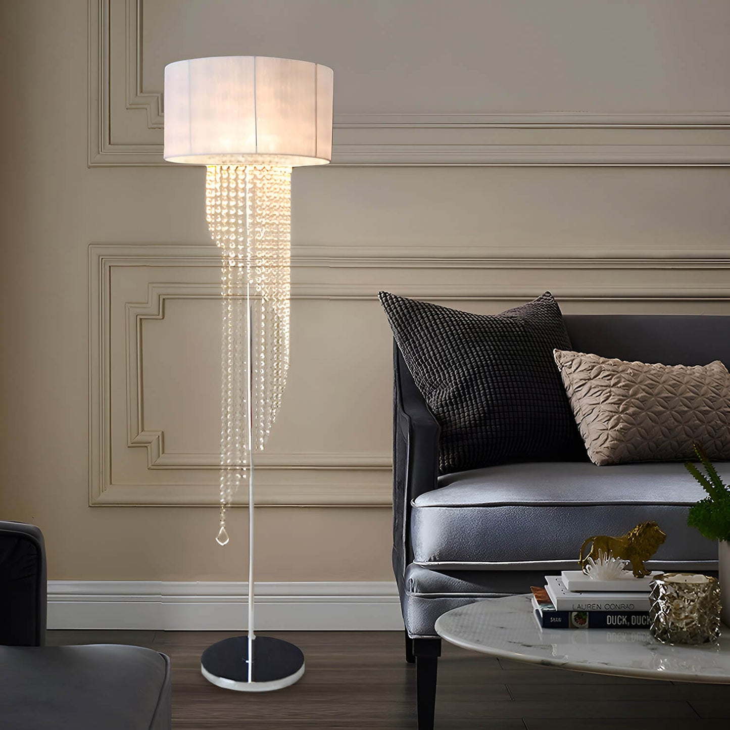 Jiju | Modern Crystal White Floor Pendant Lamp