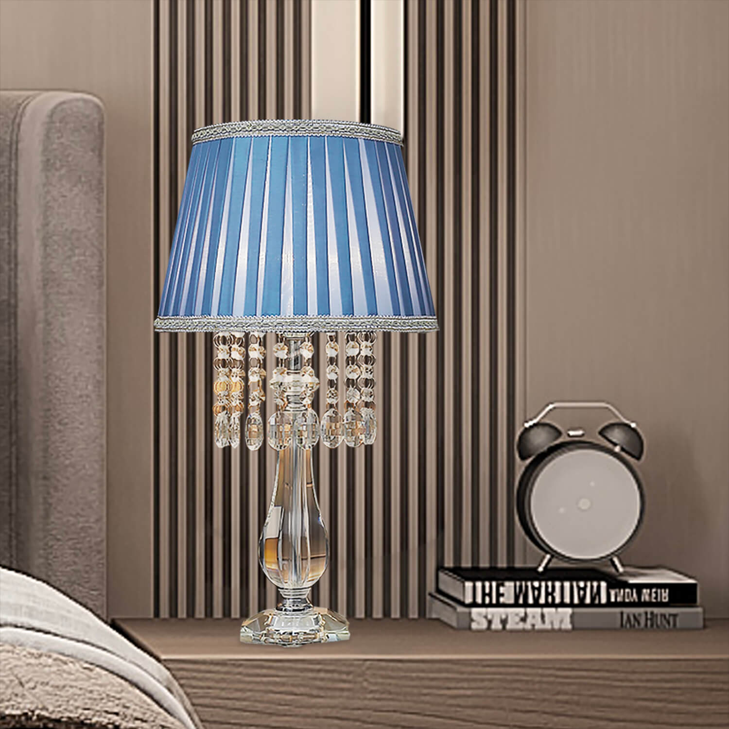 Cici | Crystal Table Lamp with Blue Lampshade